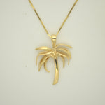 14K Gold Flat Palm Tree Pendant - eGallery Shoppe