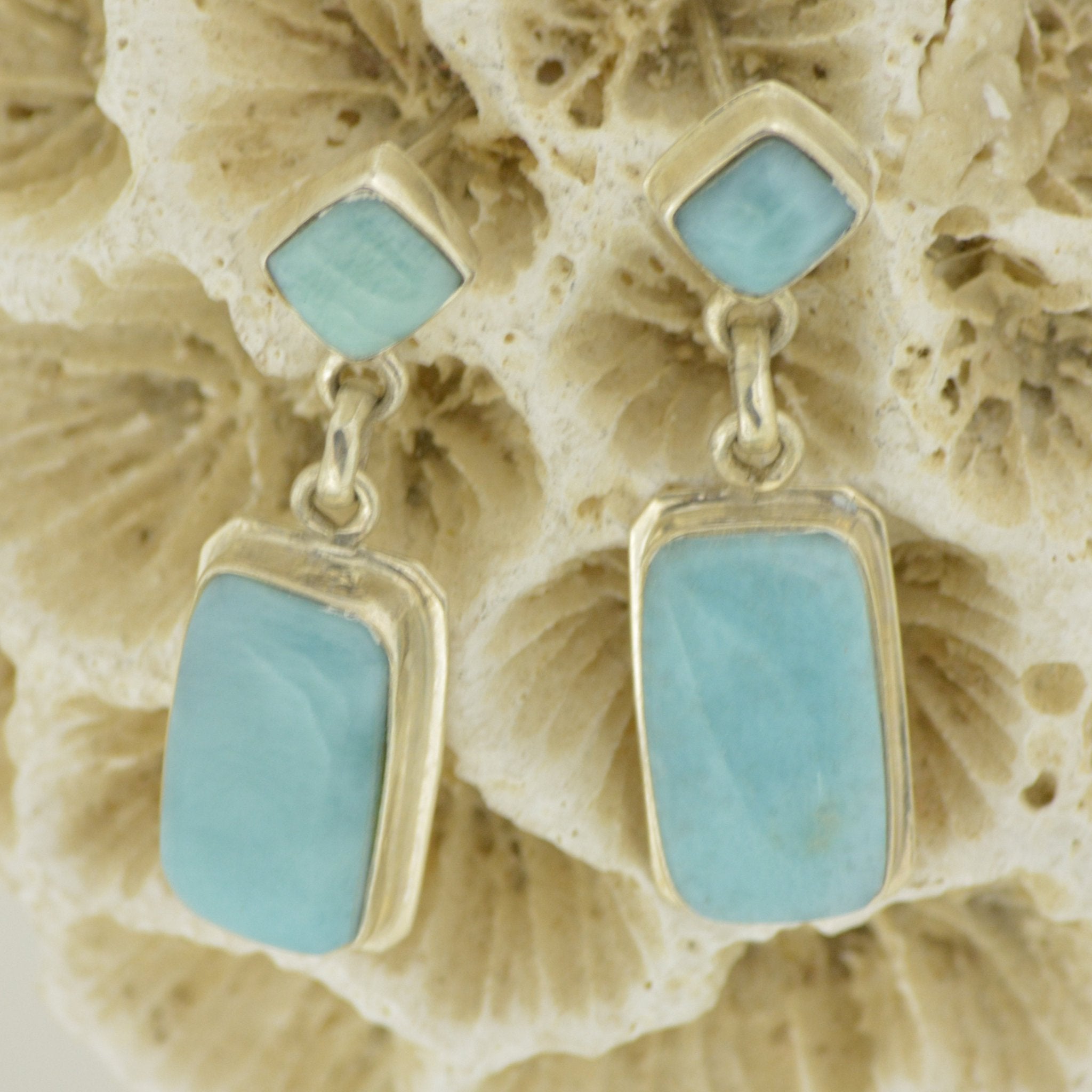 Larimar 2 Stone Earrings    7.3g - eGallery Shoppe