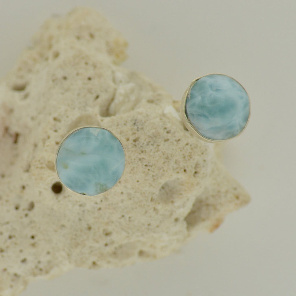 Larimar Small Stud Earrings   1.8g - eGallery Shoppe