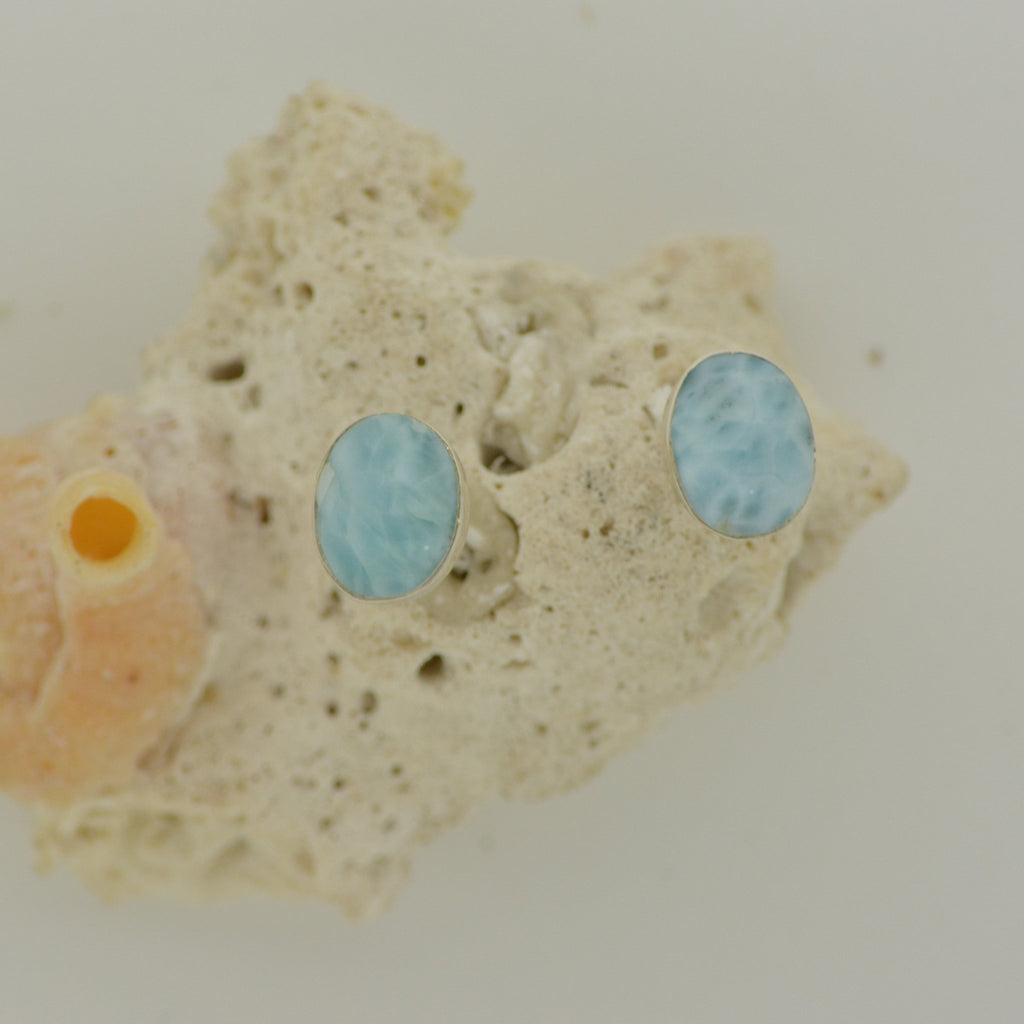 Larimar Small Stud Earrings   1.6g - eGallery Shoppe