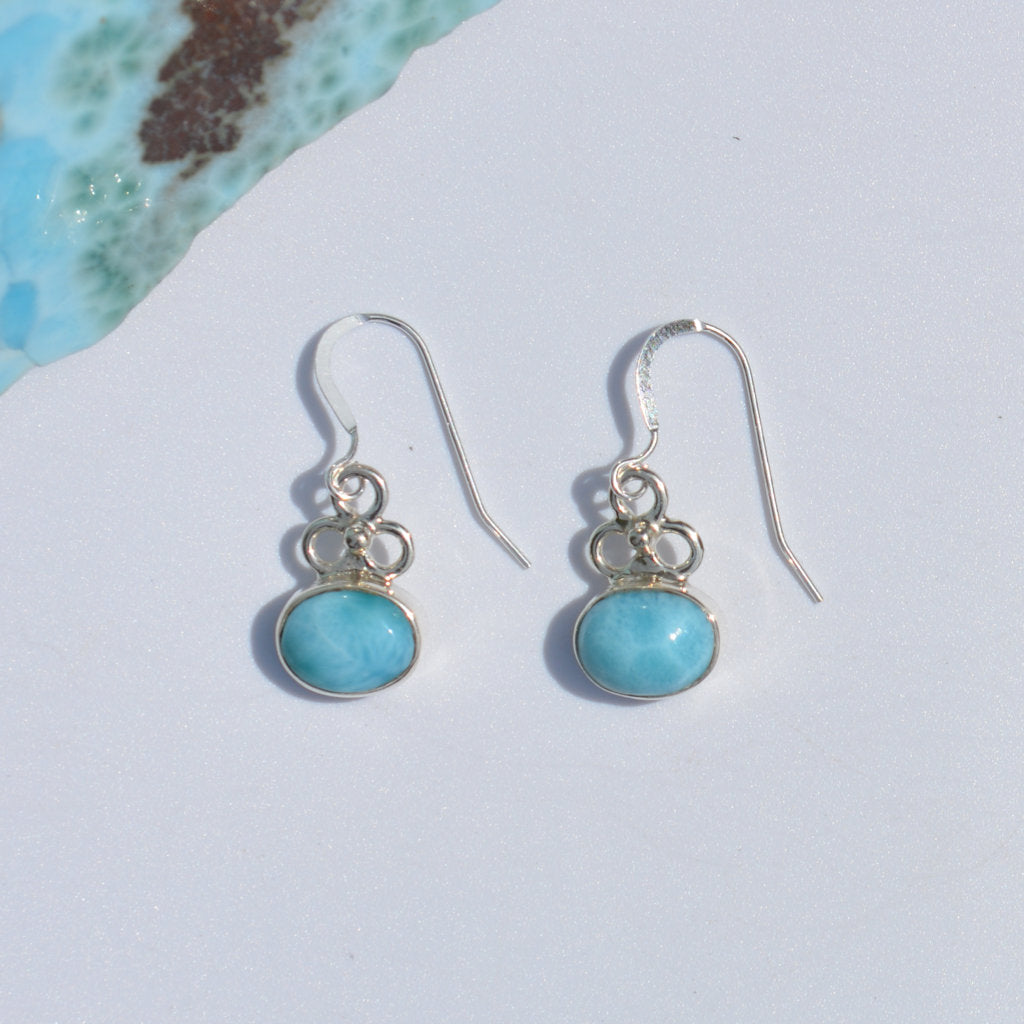 Larimar Flower Dangle Earrings - eGallery Shoppe