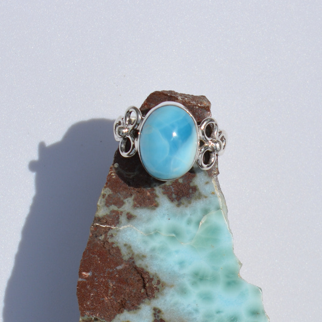 Larimar Medium Flower Ring - eGallery Shoppe