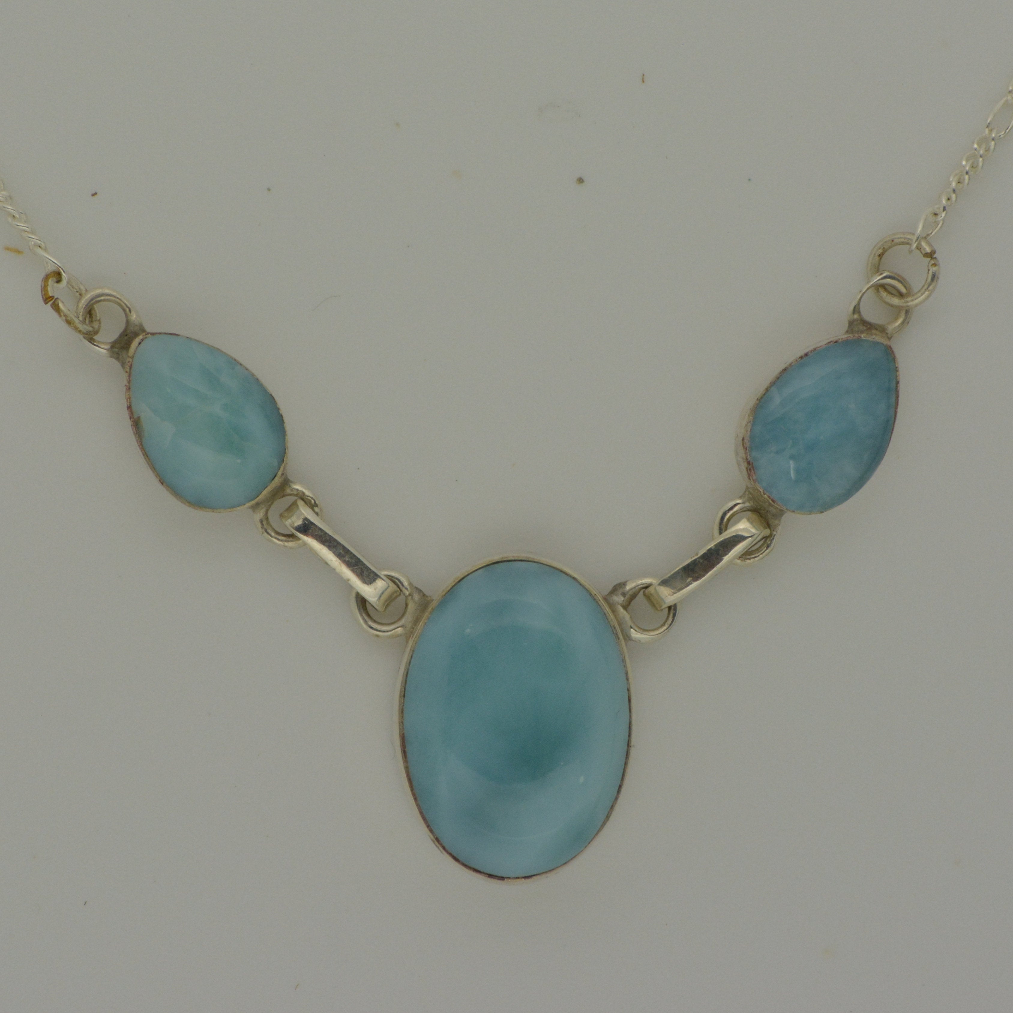 Larimar 3 Stone Necklace    7.8g - eGallery Shoppe
