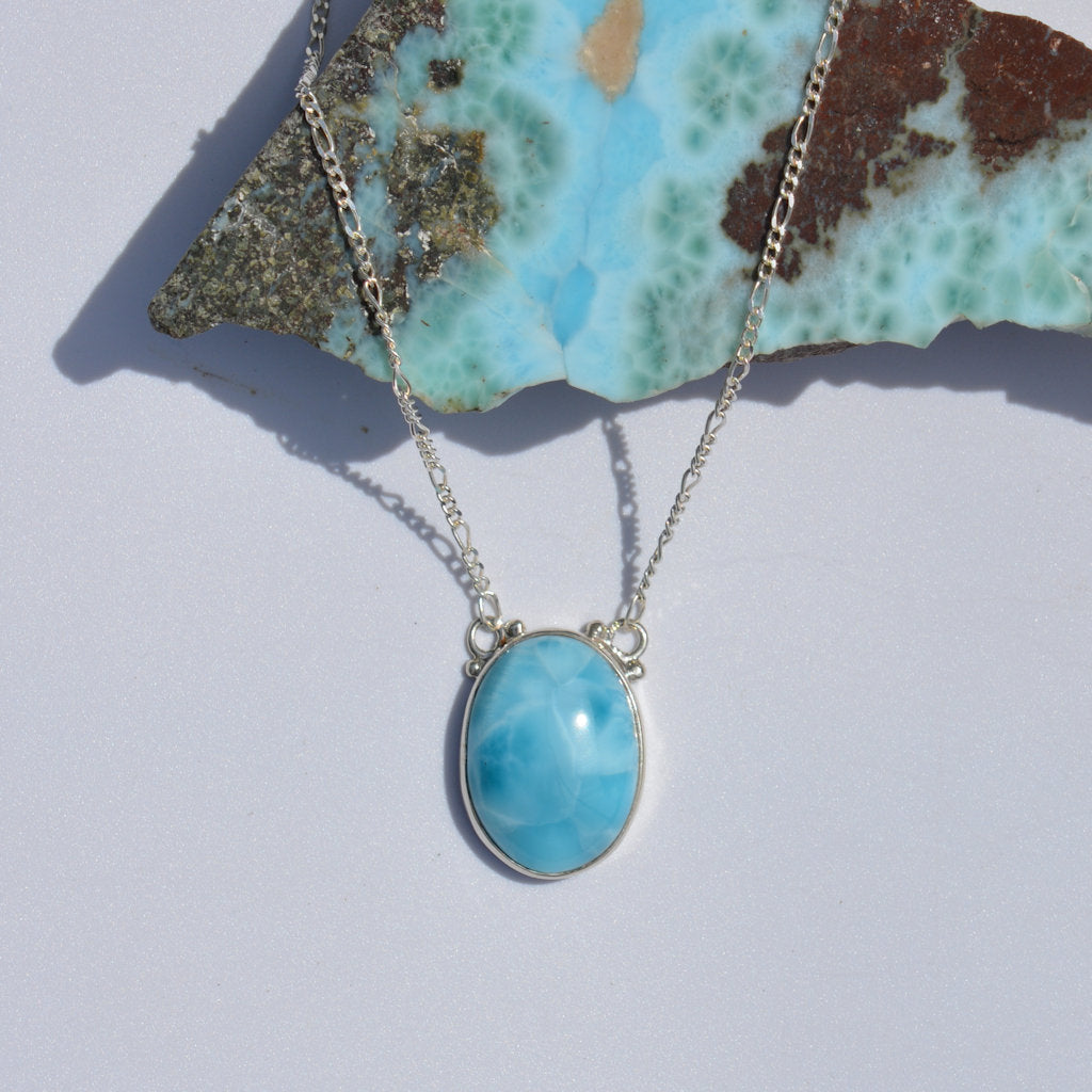 Larimar Medium Oval Necklace - eGallery Shoppe