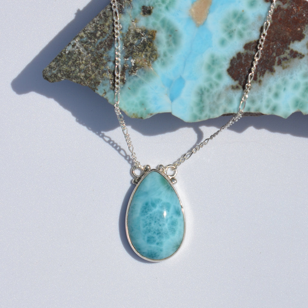 Medium Larimar Teardrop Necklace - eGallery Shoppe