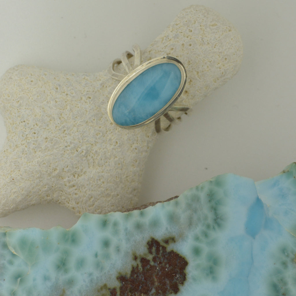 Small Larimar Ring   Size  7       3.6g - eGallery Shoppe