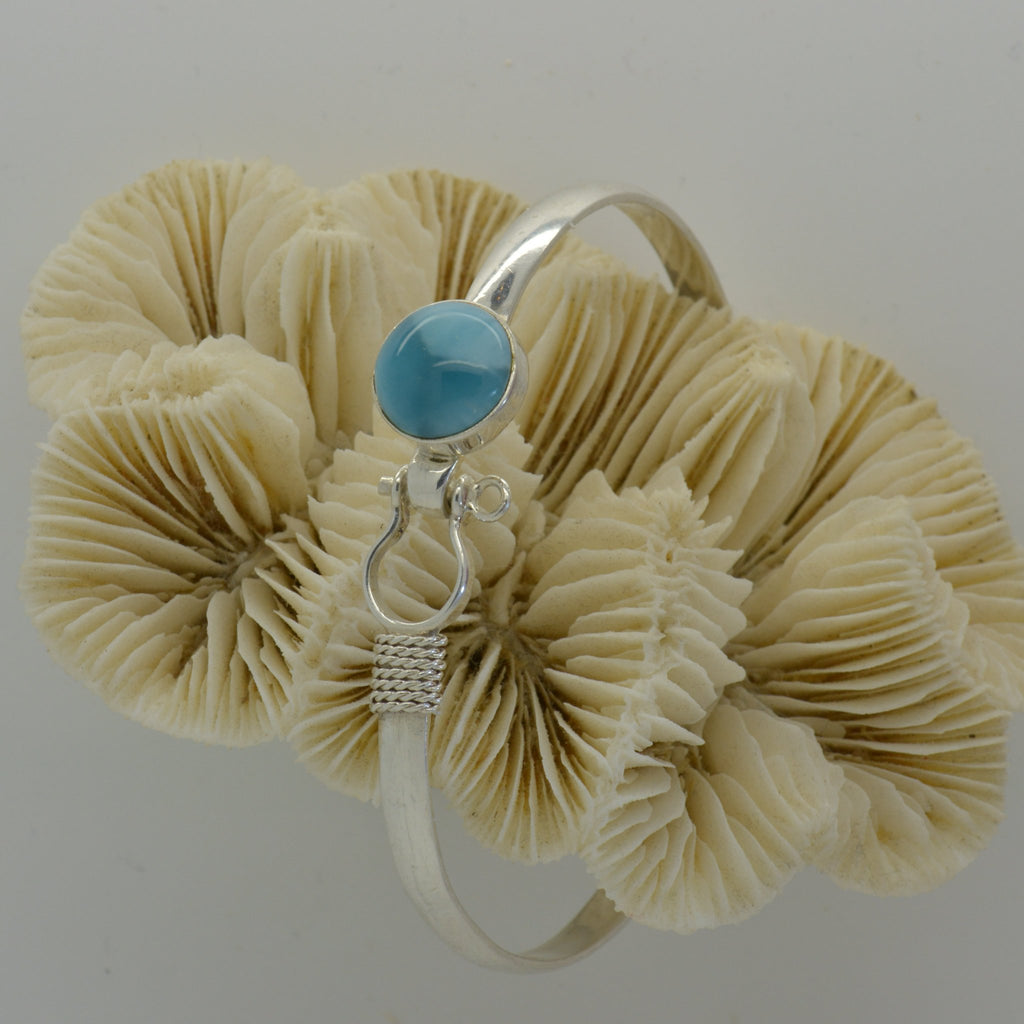 Larimar Shackle Bangle with Round Stone 14g - eGallery Shoppe