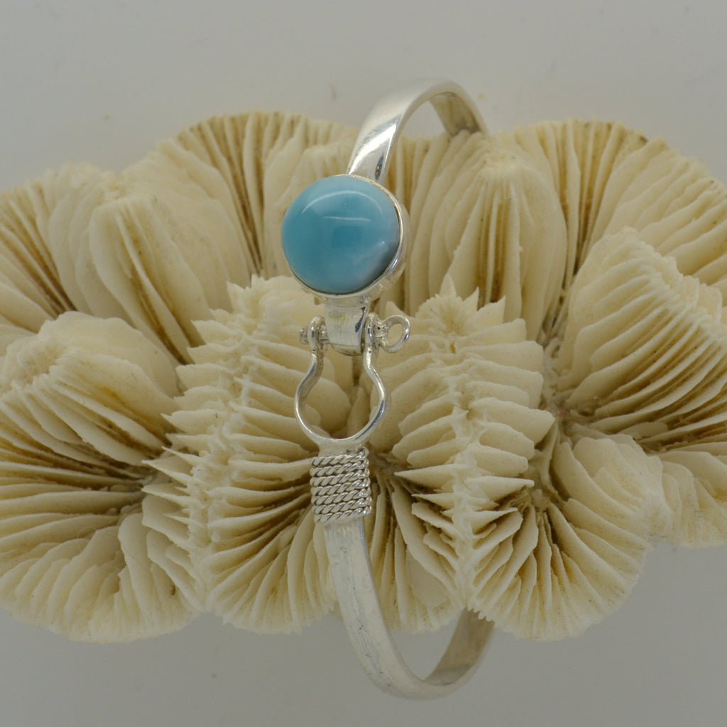 Larimar Shackle Bangle with Round Stone 13.5g - eGallery Shoppe
