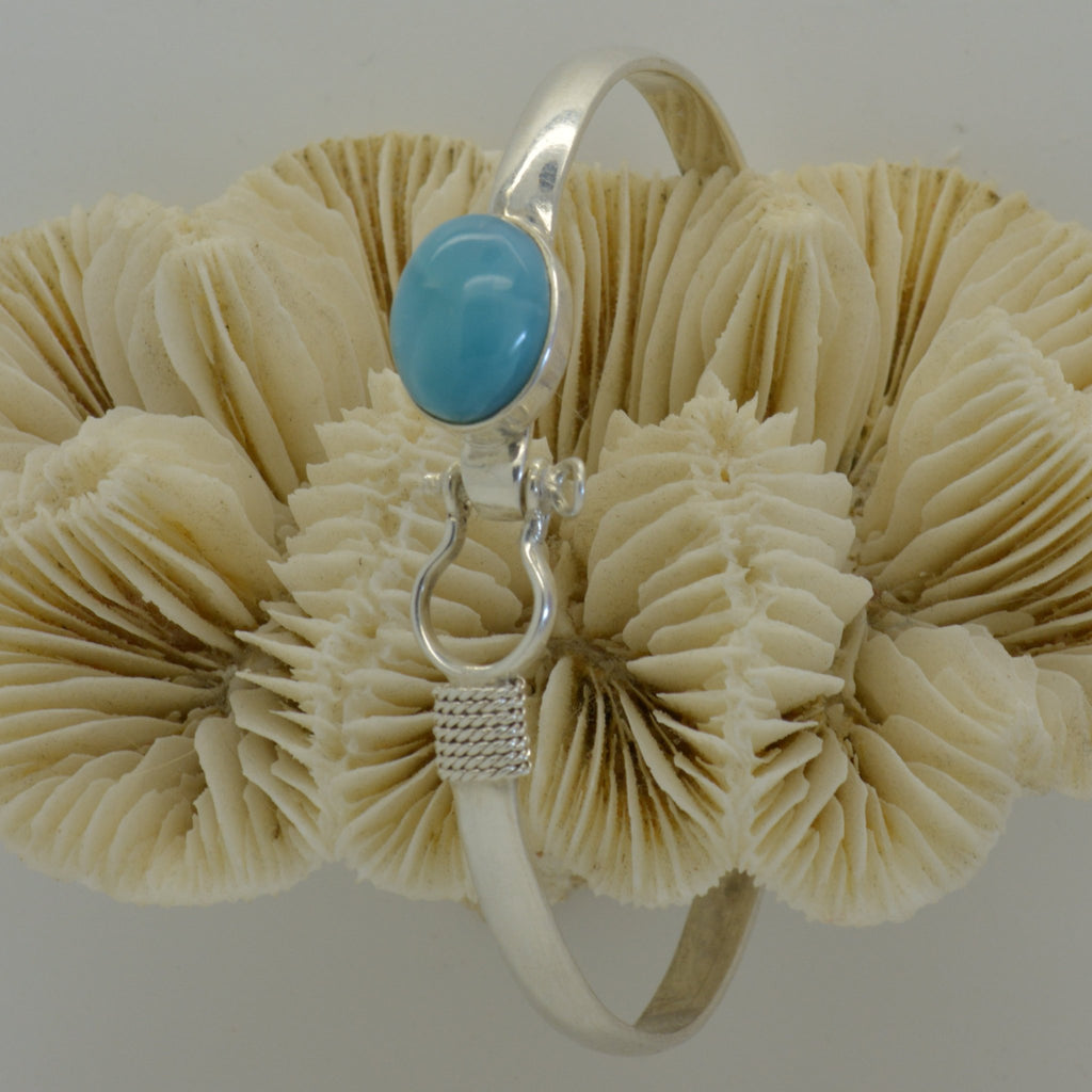 Larimar Shackle Bangle with Oval Stone 14.5g - eGallery Shoppe