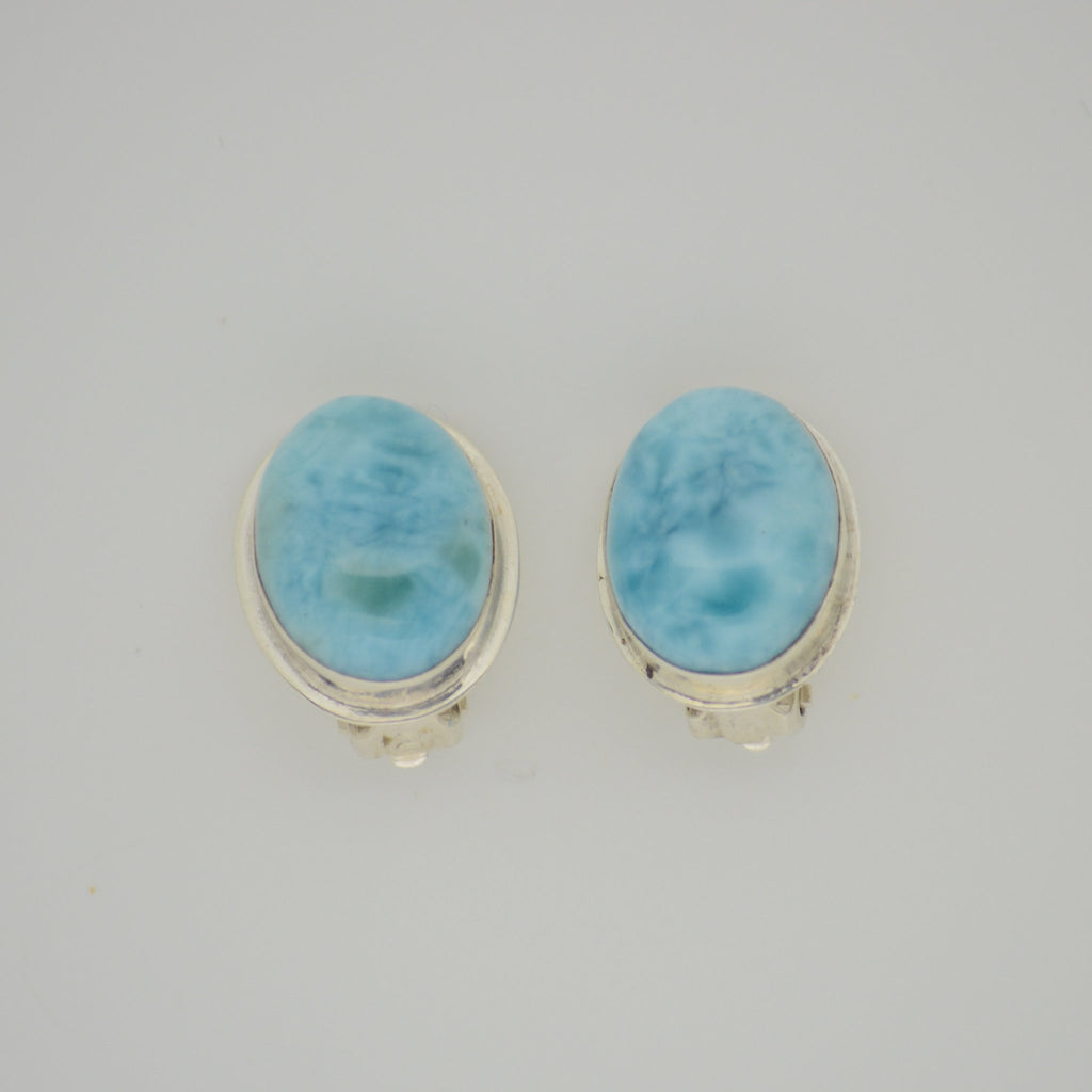 Larimar Clip on Earrings 8.7g - eGallery Shoppe