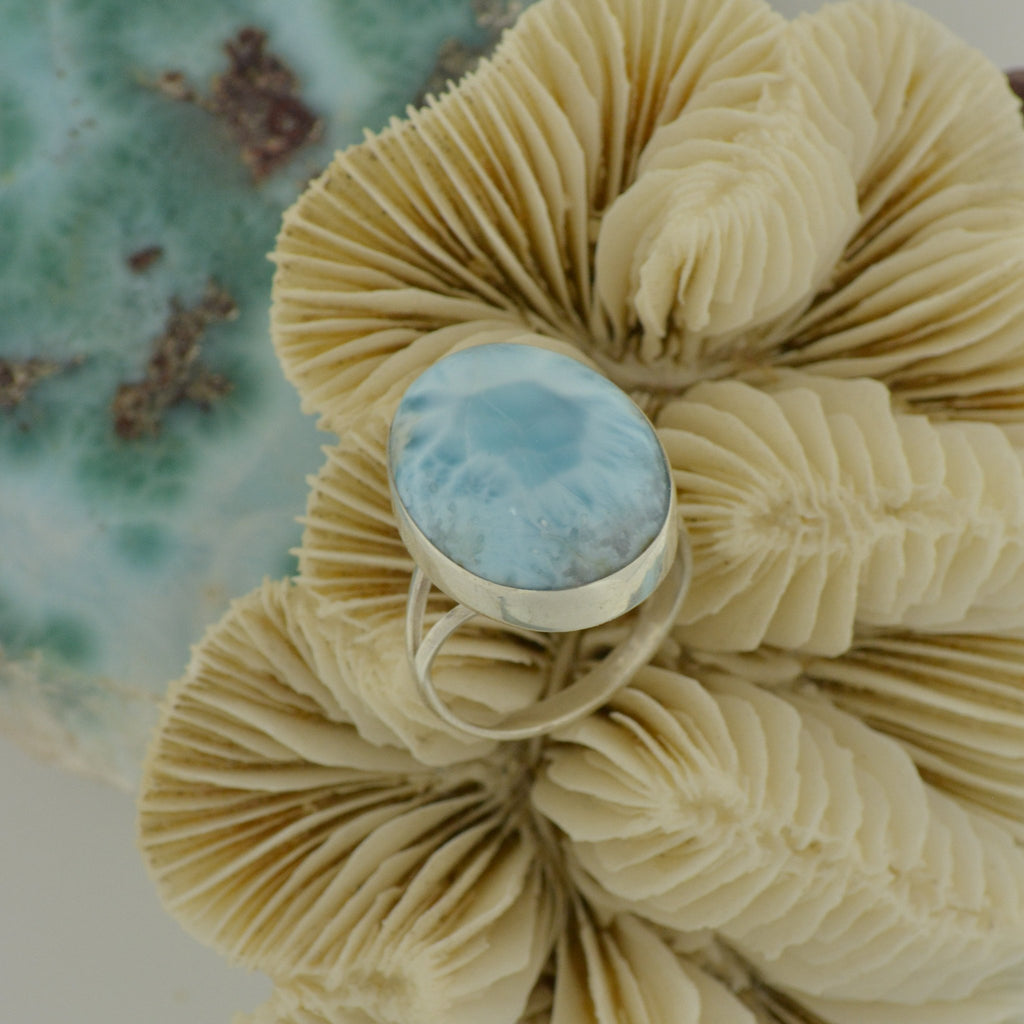 Large Larimar Ring Size 7.5   7g - eGallery Shoppe